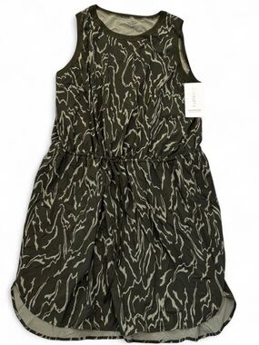 Athleta Women’s Olive Green Tank Dress with Wave Print
